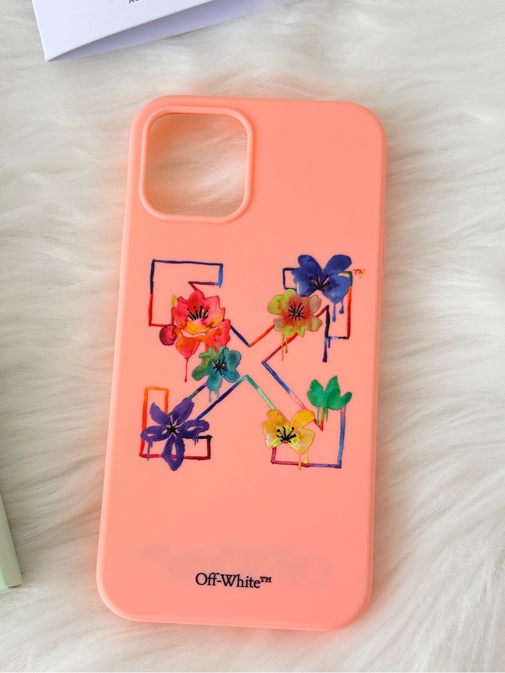 Off-White‎ Pink Floral Logo iPhone 12 Pro Case